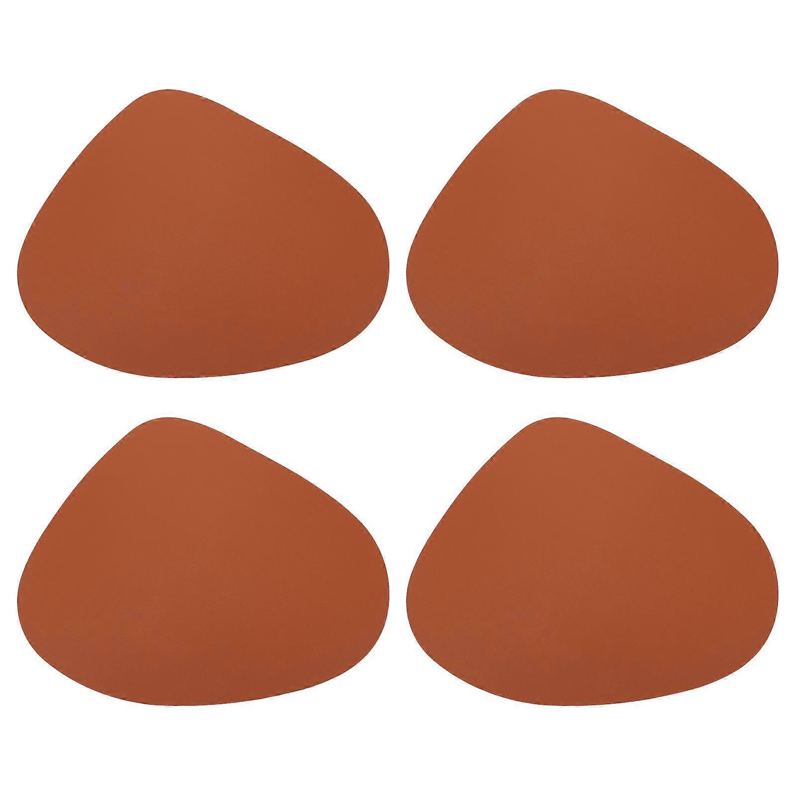 Wipeable Table Mats Heat Insulation Mat for Home Use 4Pcs Streamlined Brown