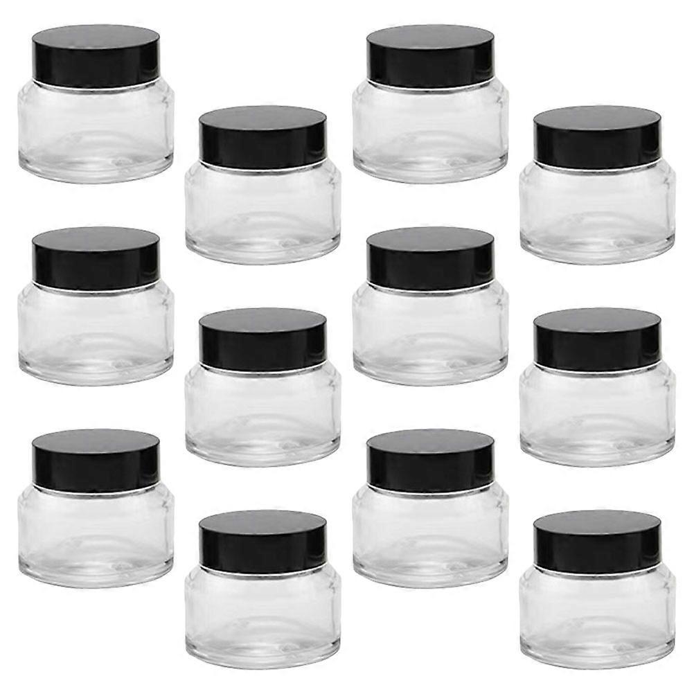 Glass Cream Jars Transparent for Storage Use 12Pcs Durable Facial Containers