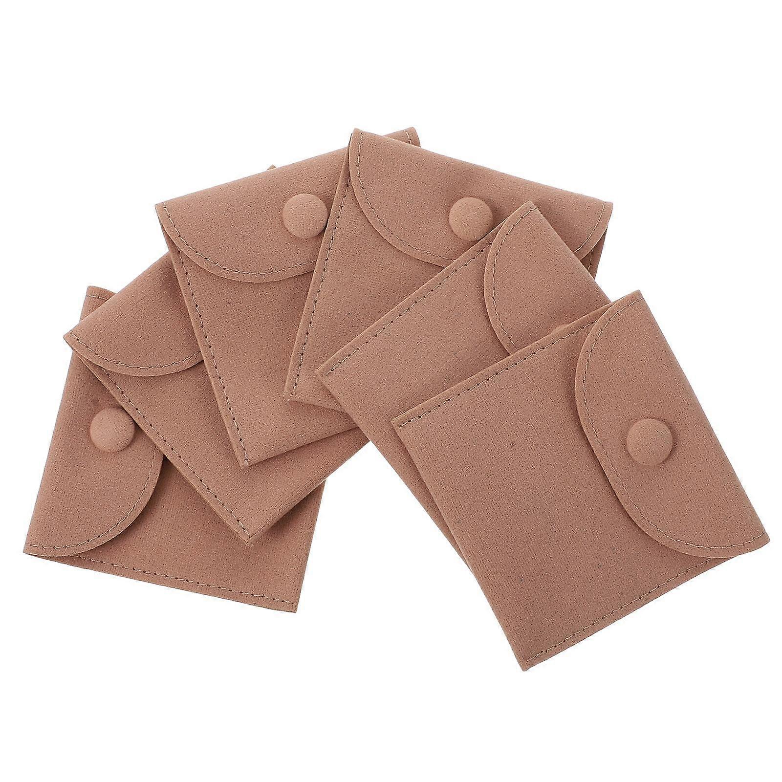 5Pcs Flap Pouch For Jewelry Storage And Protection During Travel With Coffee Color And Square Design