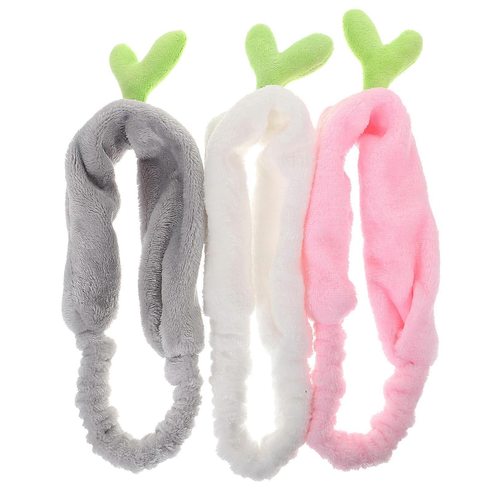 Assorted Color Hair Drying Headbands 3Pcs Plush Design For Makeup And Shower Use Perfect For Skincare