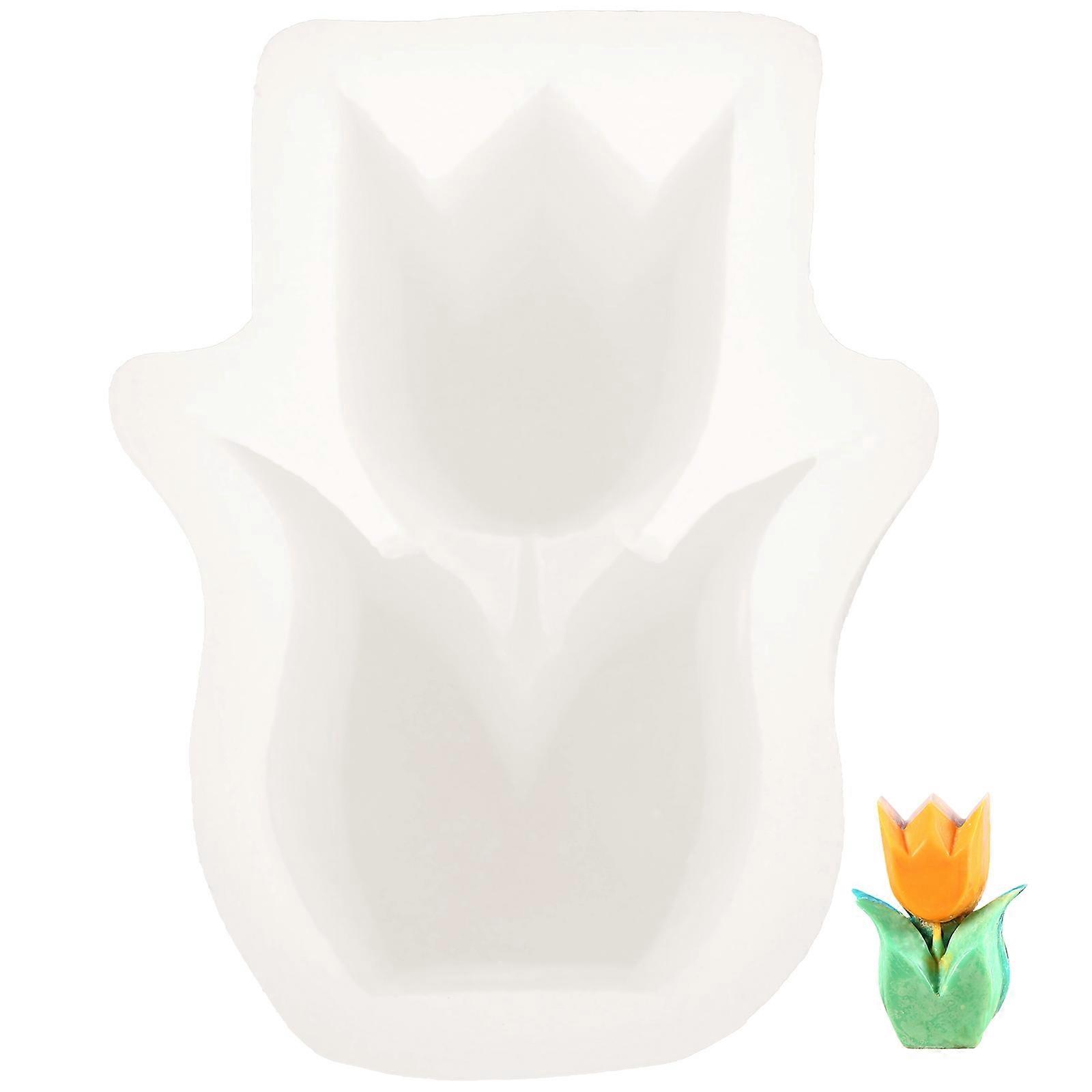 Silicone Flower Candle Mold Tulip Design Flexible Easy Demold Safe for Scented Candles Soap Crafts Creative Projects