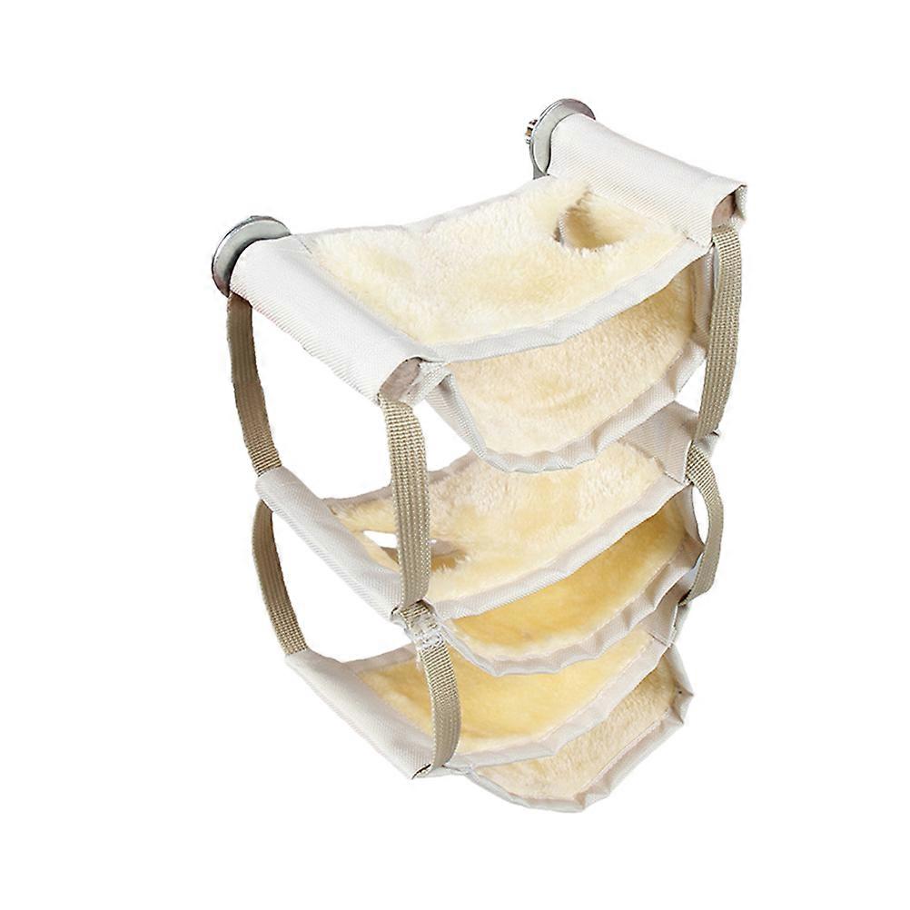 Hanging Pet Hammocks Multi-Layer Indoor Use For Small Animals Yellow Plush Material 1Set
