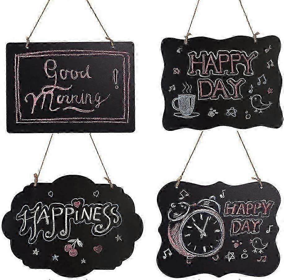 4PCS Chalkboard Sign, Wooden Double-Sided Hanging Chalkboard