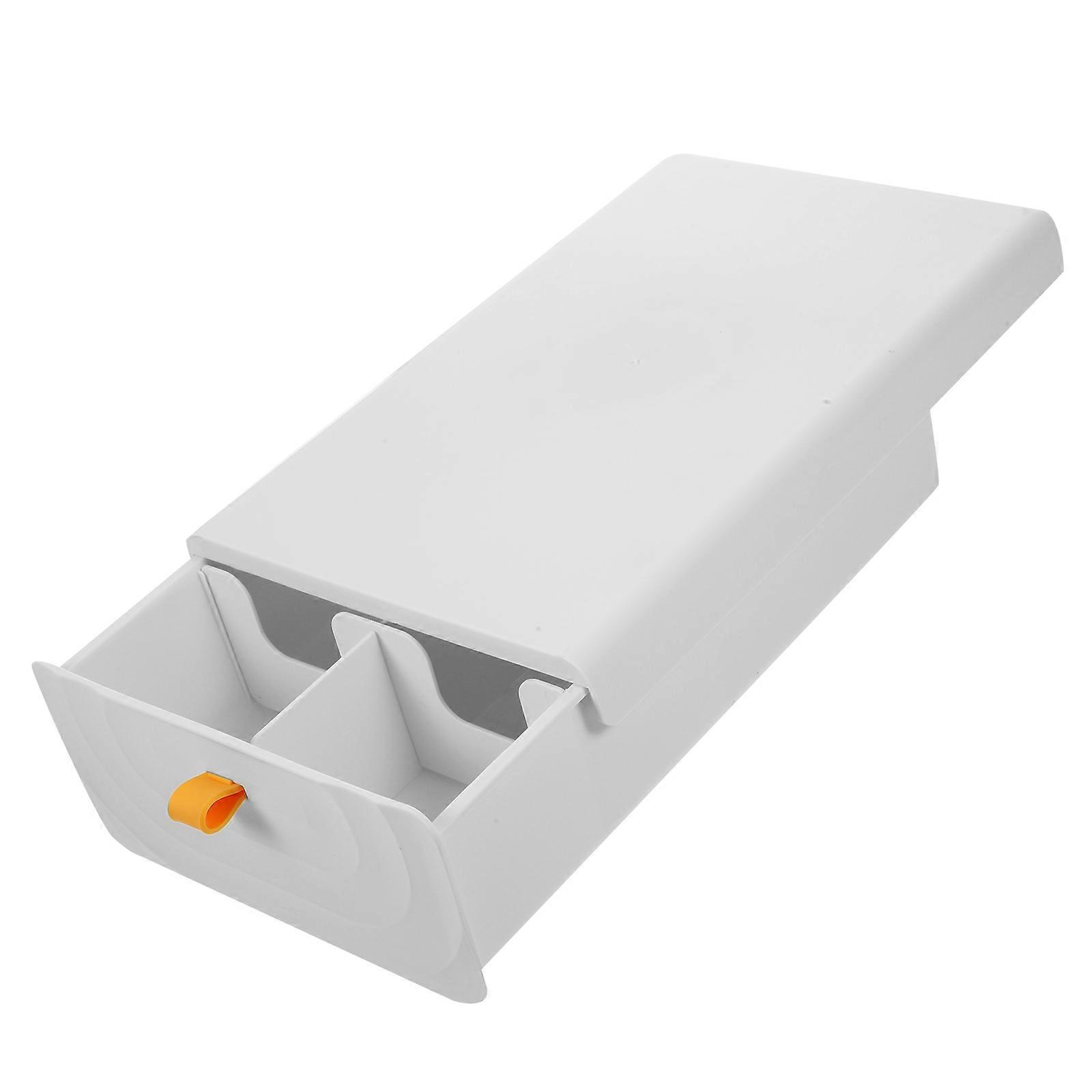 White Plastic Drawer Organizer Bins Hidden Storage Box for Desk Bottom and Table Bottom Use 8.5 x 3.5 x 2.5 Inches