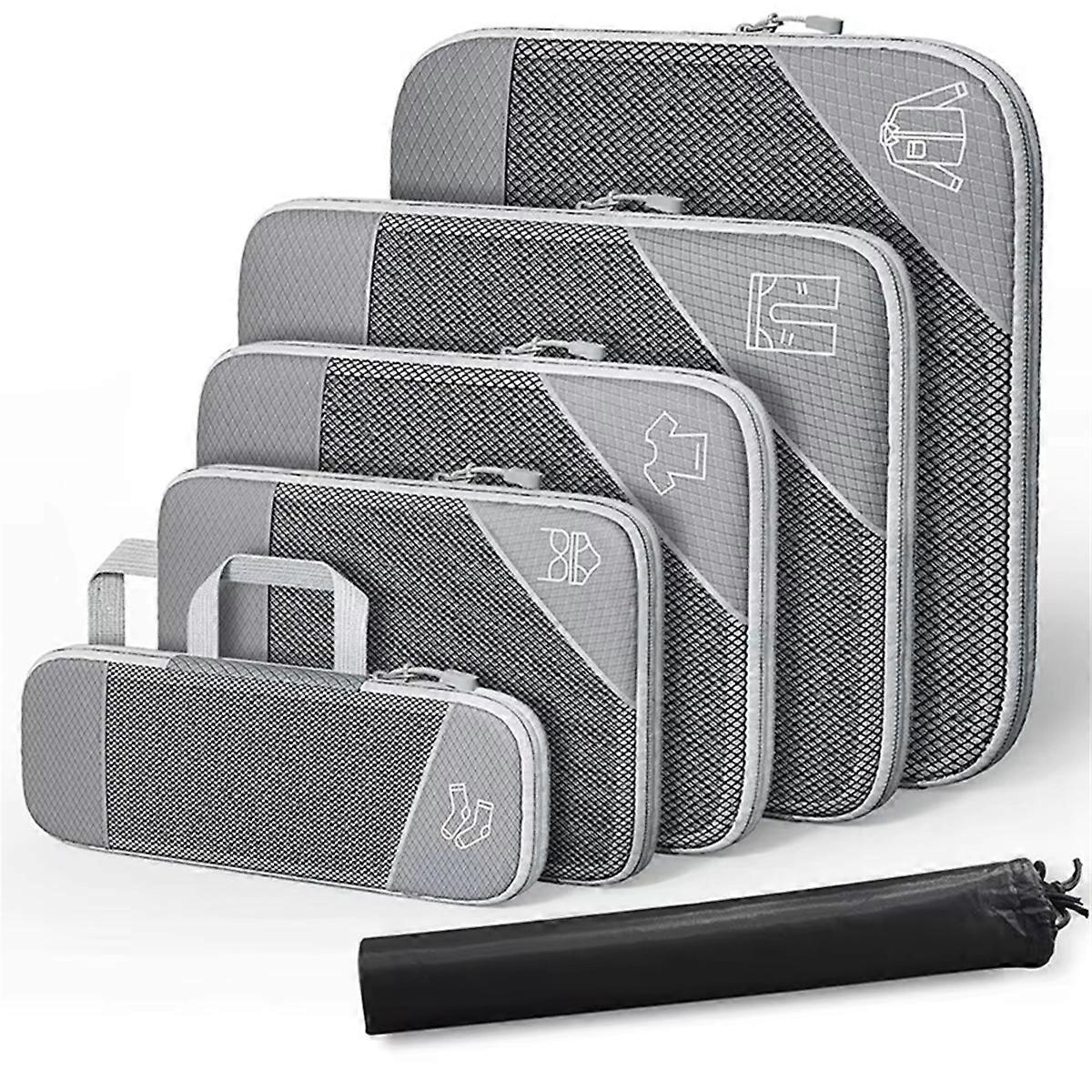 6PCS Compressed Packing Cubes Set, Portable Luggage Organizers, Ideal for Compressed Packing & Suitcase Organization