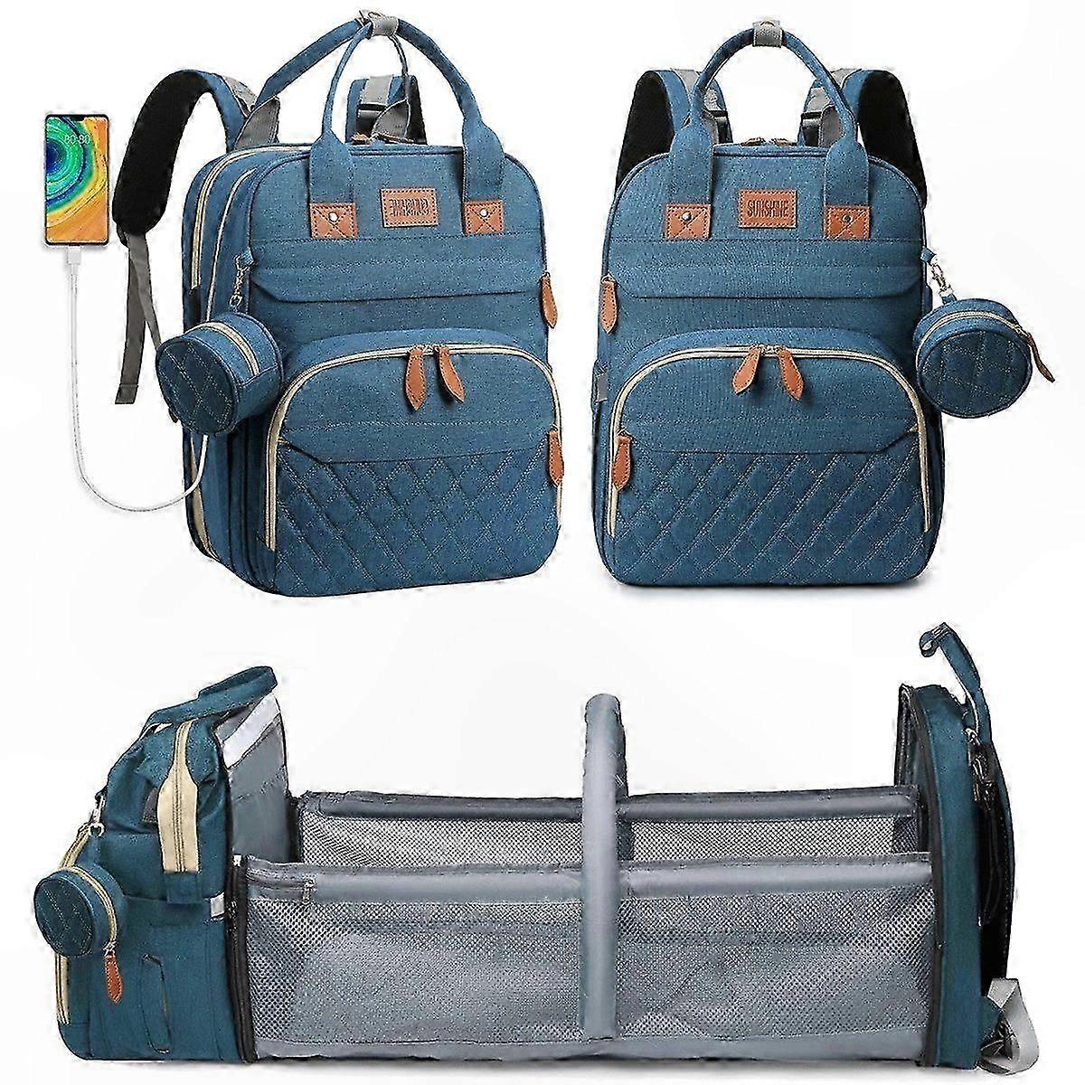 Travel-Friendly Baby Backpack with Changing Mat and Portable Cot Water-Resistant for On-the-Go Essentials