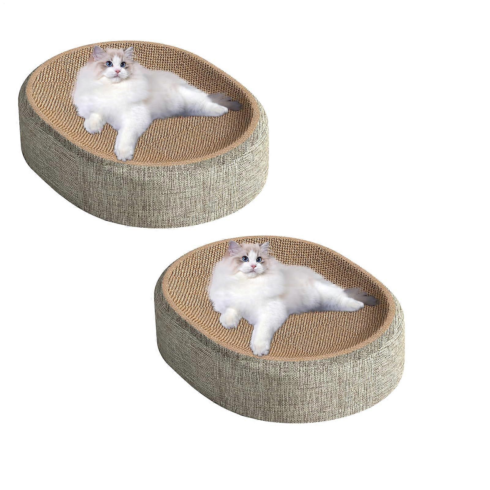 Oval Sisal Scratching Board for Cats, Curved Cat Scratchers, 41x31x10cm, Sleeping Mat