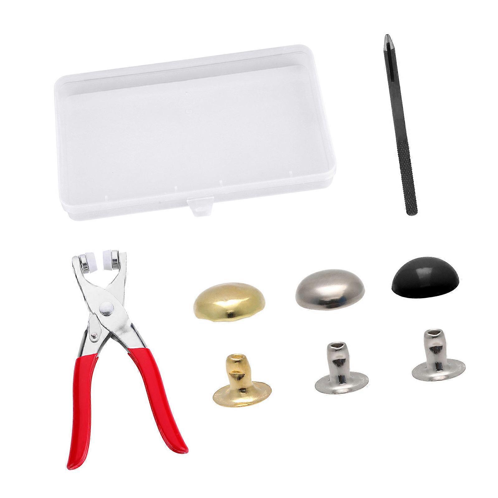 Heavy Duty Snap Button Fastener Tool Set with Metal Button Ergonomic Pliers and Hole Punching Tool for Clothing Bag Shoe Multicolor