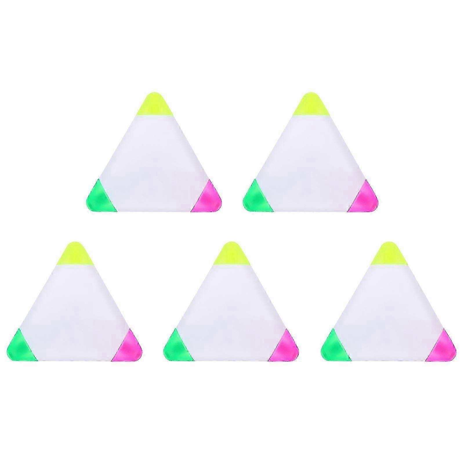 5pcs Highlighter 3-in-1 Lovely Triangle Shape Markers Fluorescent Colors Marker