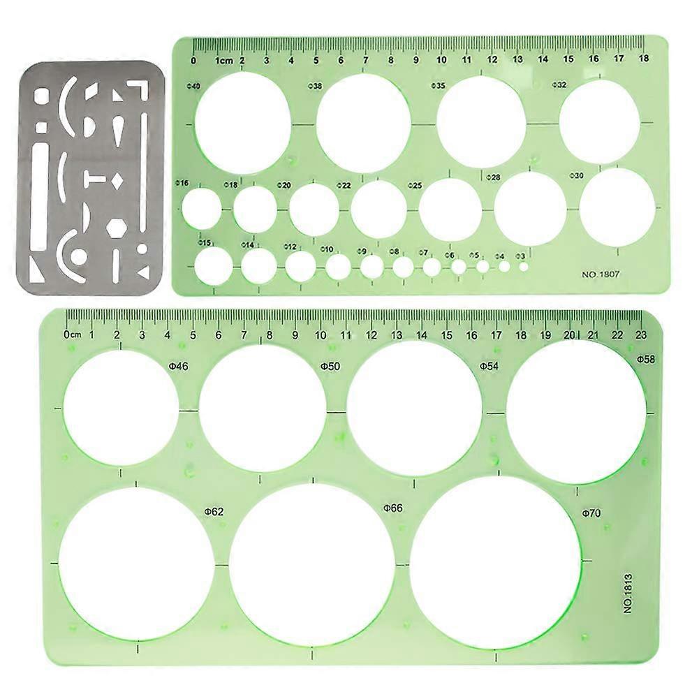 Eraser Sign Stainless Steel Drawing Stencil Tool for Office and School, 21 Patterns, Models 1807 & 1813