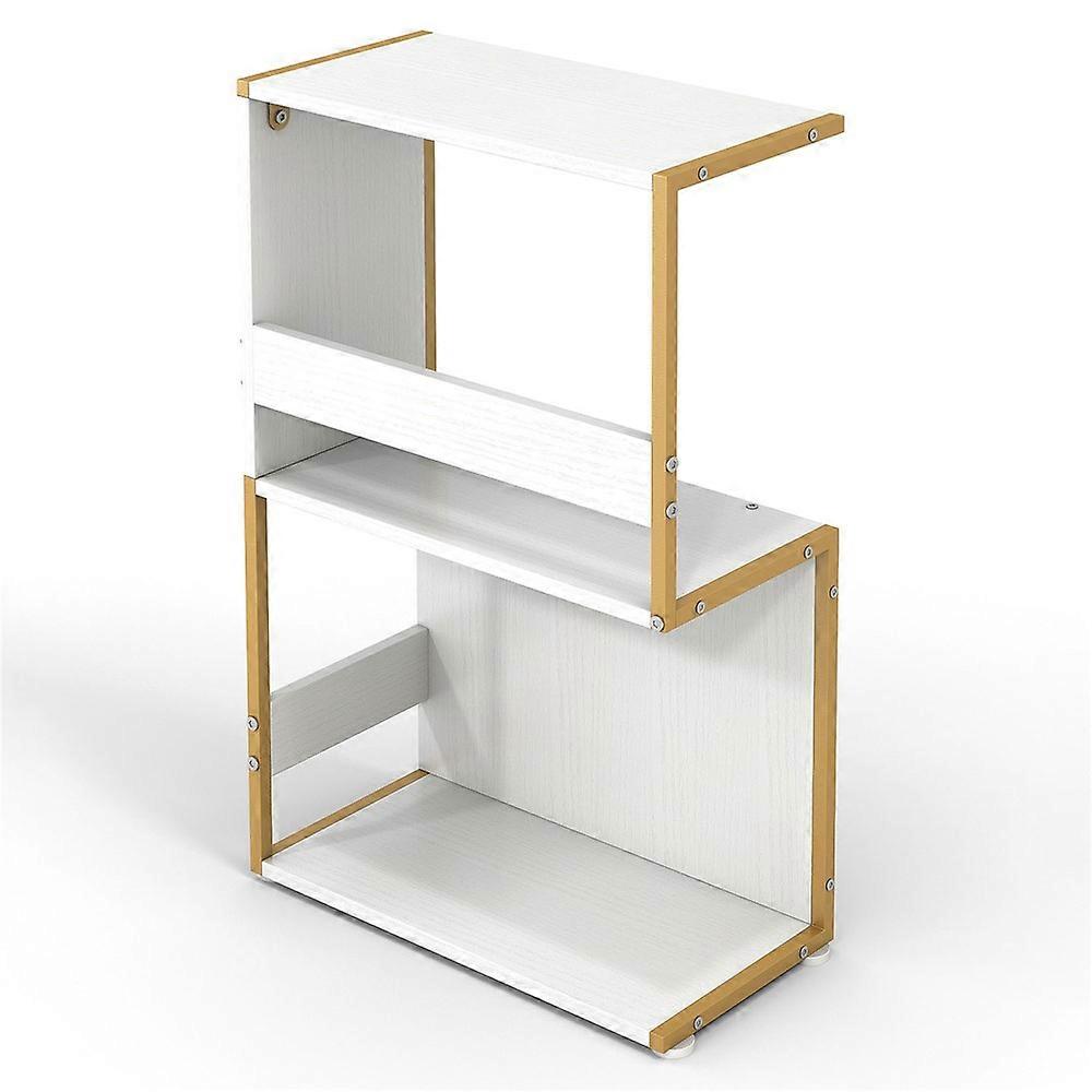 S Shaped Small Bookshelf Home Office MDF Board Book Storage Rack, 400x200x625mm