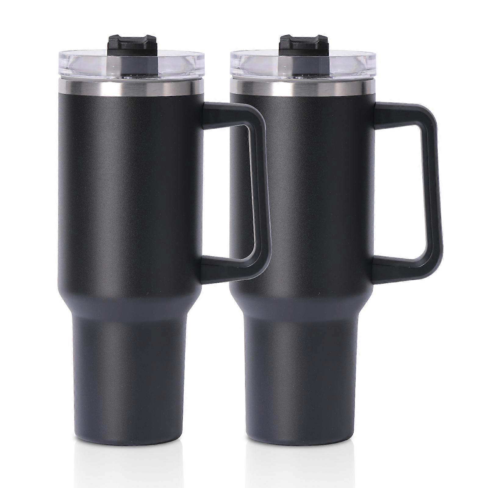 2PCS真空マグカップ40oz断熱マグサーマルカップ304ステンレス鋼蓋とストロー付き