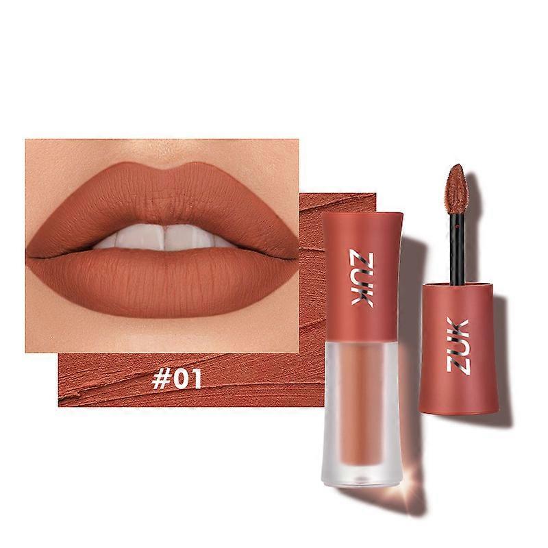 Long-Lasting Matte Lipstick, Small Square Lip Mud Clay Tint, Non-Stick Cup, Red Pigment Mousse Blush Lip Makeup
