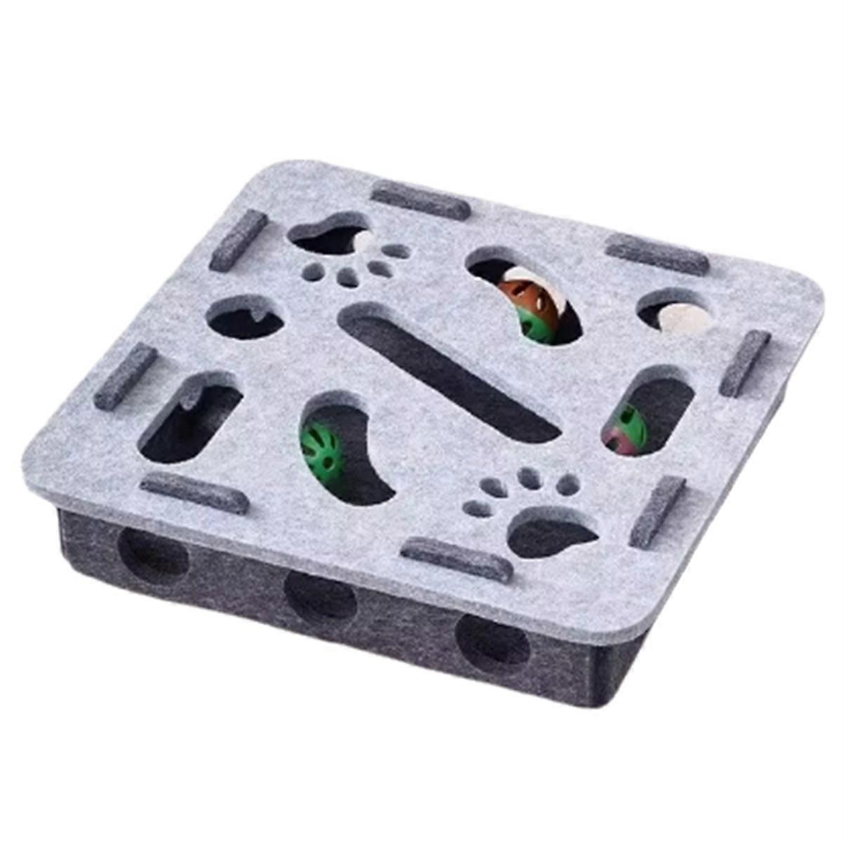 Cat Puzzle Toy Felt Puzzle Box Cat Exercise Toy with Ball Indoor Sports Entertainment Cat Toys for