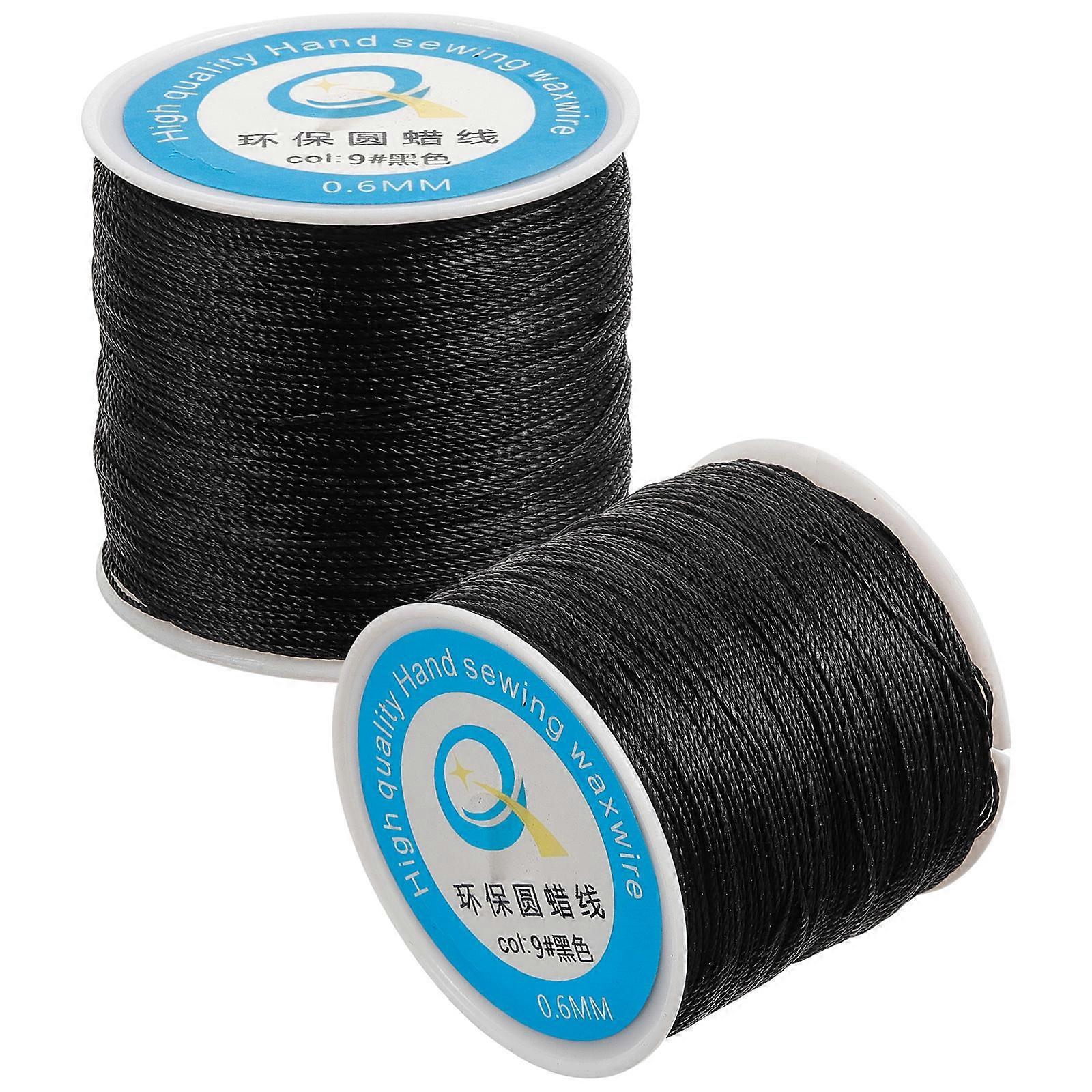 Waxed Thread Durable Sewing Wax Threads for Crafting Black Polyester for Durable Stitching 2Pcs