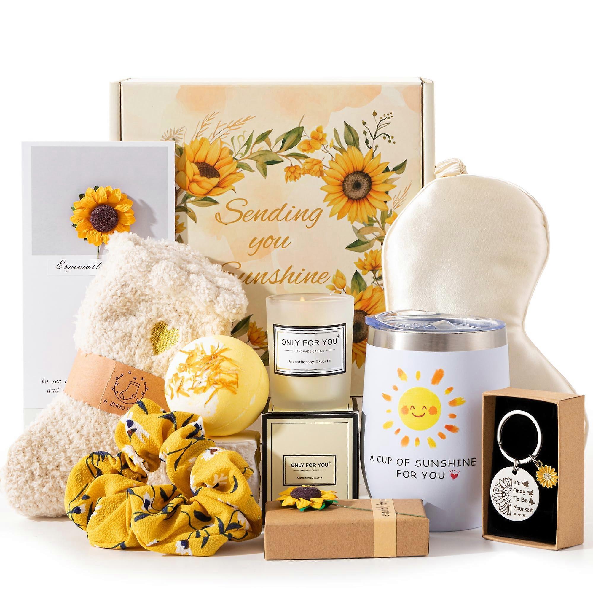 Sunflower Gifts for Women, Birthday Hampers, Get Well Soon Gift Baskets for Her