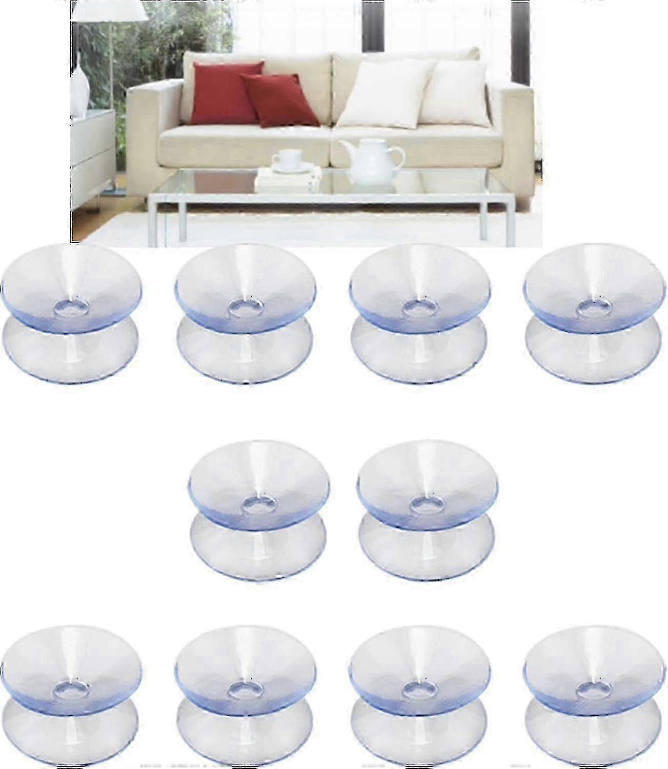 Slip-resistant table supports - transparent double suction cups 20mm pack