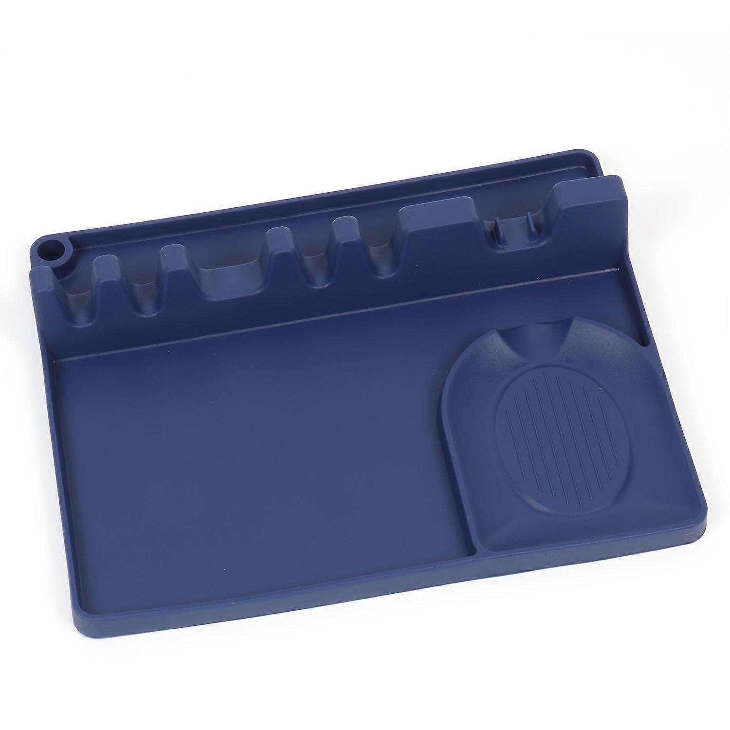 2 in 1 Kitchen Silicone Spoon Holder Shelf Large (Blue)