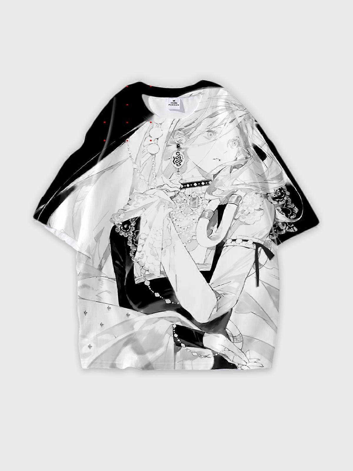 T-Shirt Round Neck, Loose Short Sleeve Pattern Graphic Tee, Unisex Summer Casual Top U2976