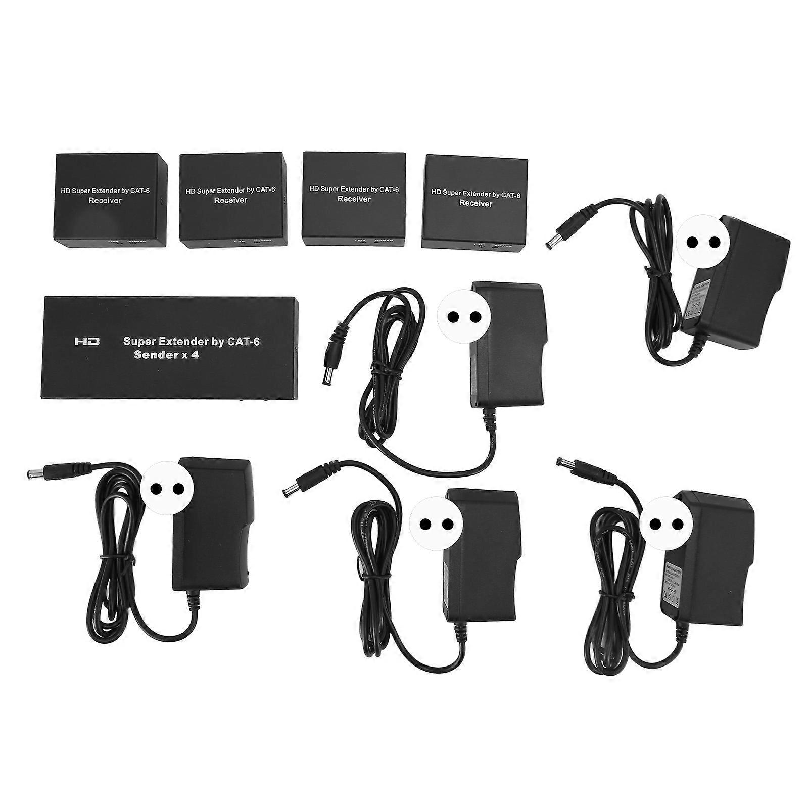 1x4 HD Multimedia Interface Extender Splitter Over CAT6e Cable 1080P Up to 197ft