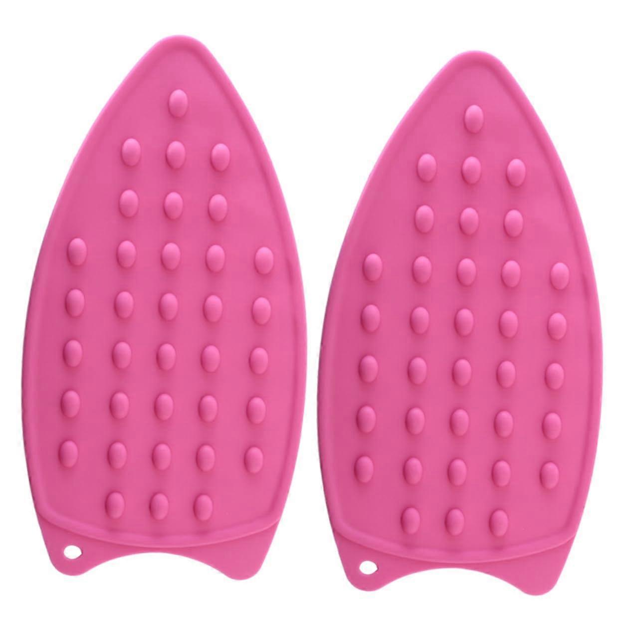 Food Grade Silicone Ironing Pad 2 Pieces Thickened Non Slip Heat Insulation Mat With Raised Dots Iron Rest Stand For Flat Irons Rosy