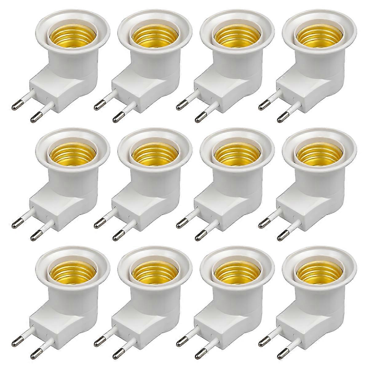 E27 Lamp Socket Adapter with Switch Plastic Standard Screw-in Socket Outlet Converter Bulbs for Home 12Pcs EU Plug