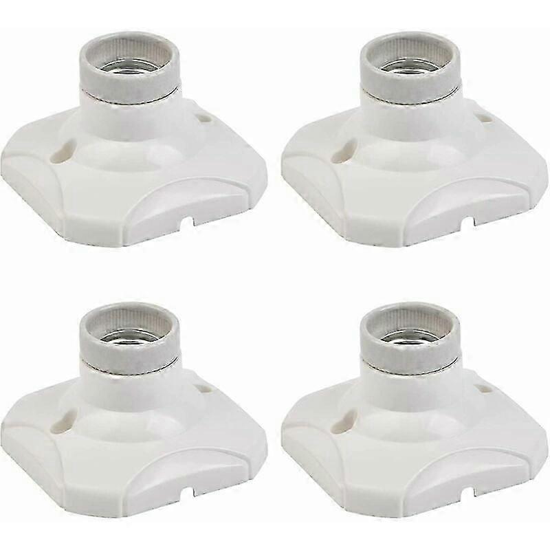 Pack of 4 E27 wall socket white with thread, lamp holder wall mounting