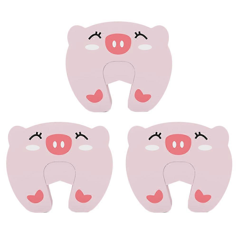 Pinch Guard Door Stopper Creative Pig Design Door Stopper Finger Protection 3Pcs Pink 13X11X2CM