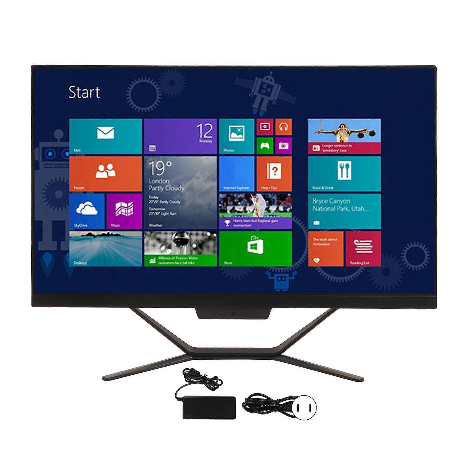 All in One Desktop Black 23.8 Inch FHD 1080P Touch Control 4 Core CPU 5G WiFi AIO PC