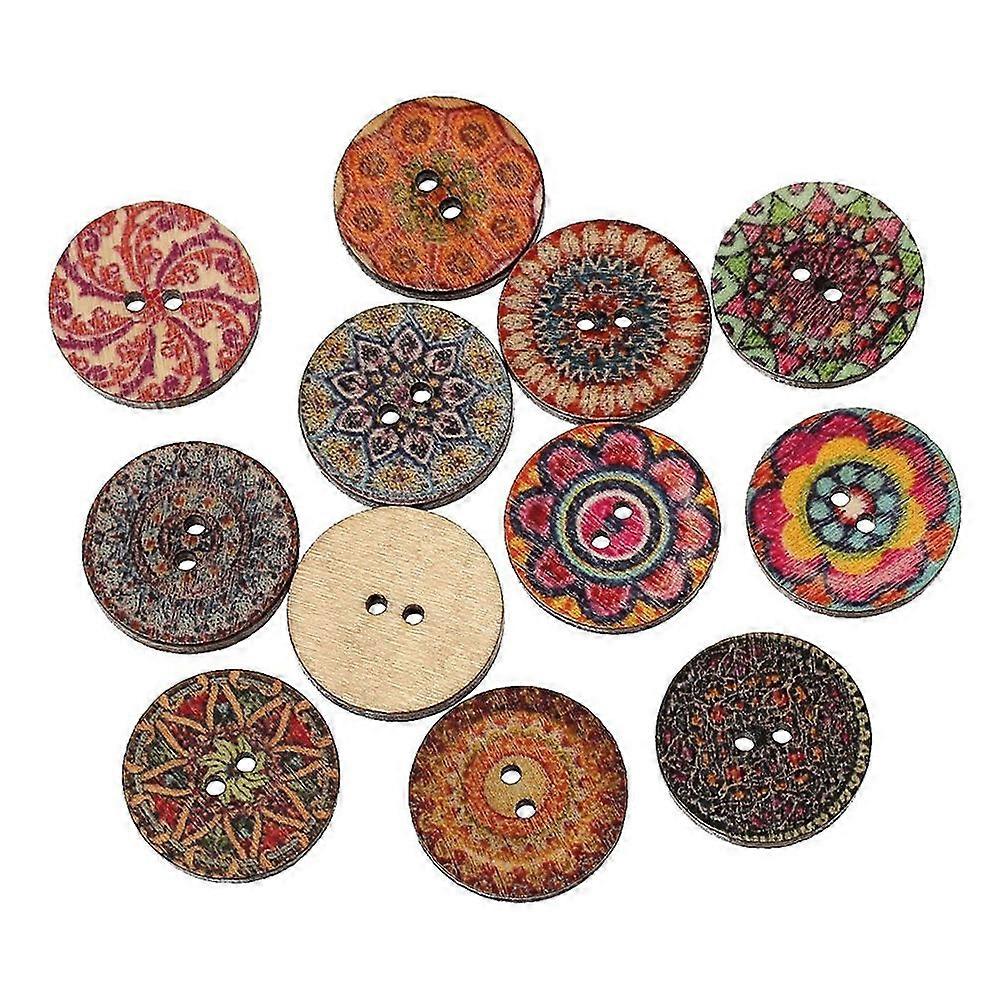 Wood Sewing Buttons DIY Button for Sewing 100Pcs Assorted Color Round
