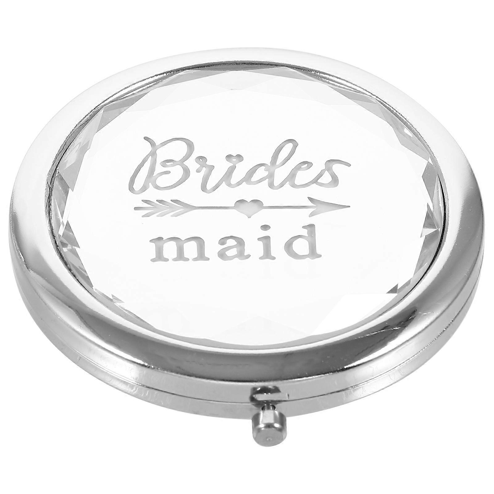 Compact Makeup Mirror for Bride Pocket Mirror Silver Design