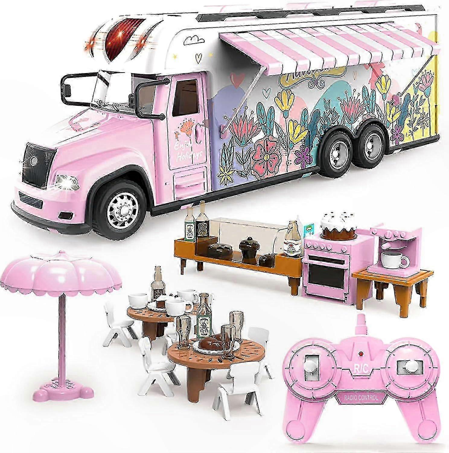 Building Blocks Playset with RC Car for Girls Aged 4-6 Years Old Gifts for Kids Interactive Toy Set Remote Control Vehicle Play Kit