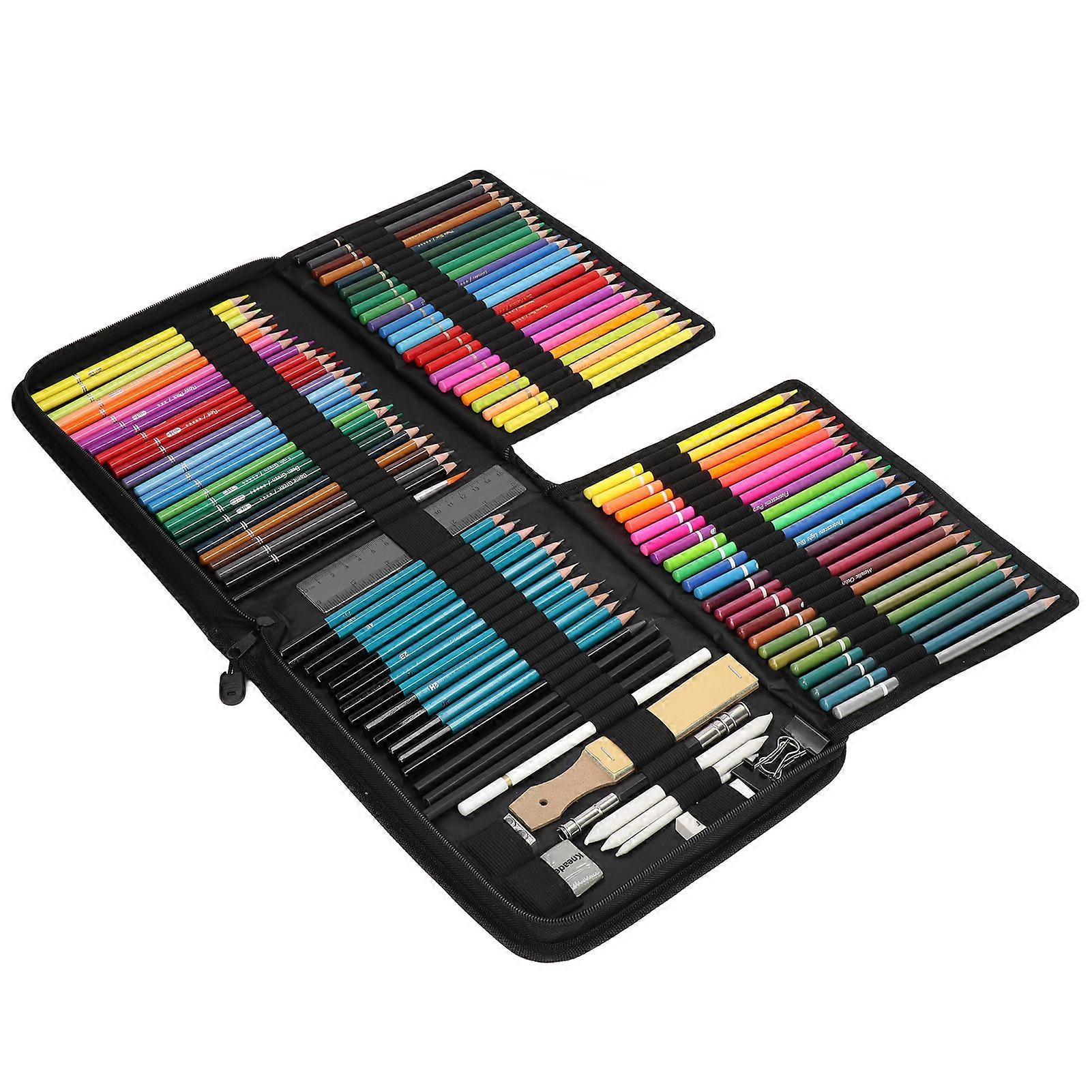 Colored Pencil Set with Sketching Pencils Ruler Eraser Bag Kit