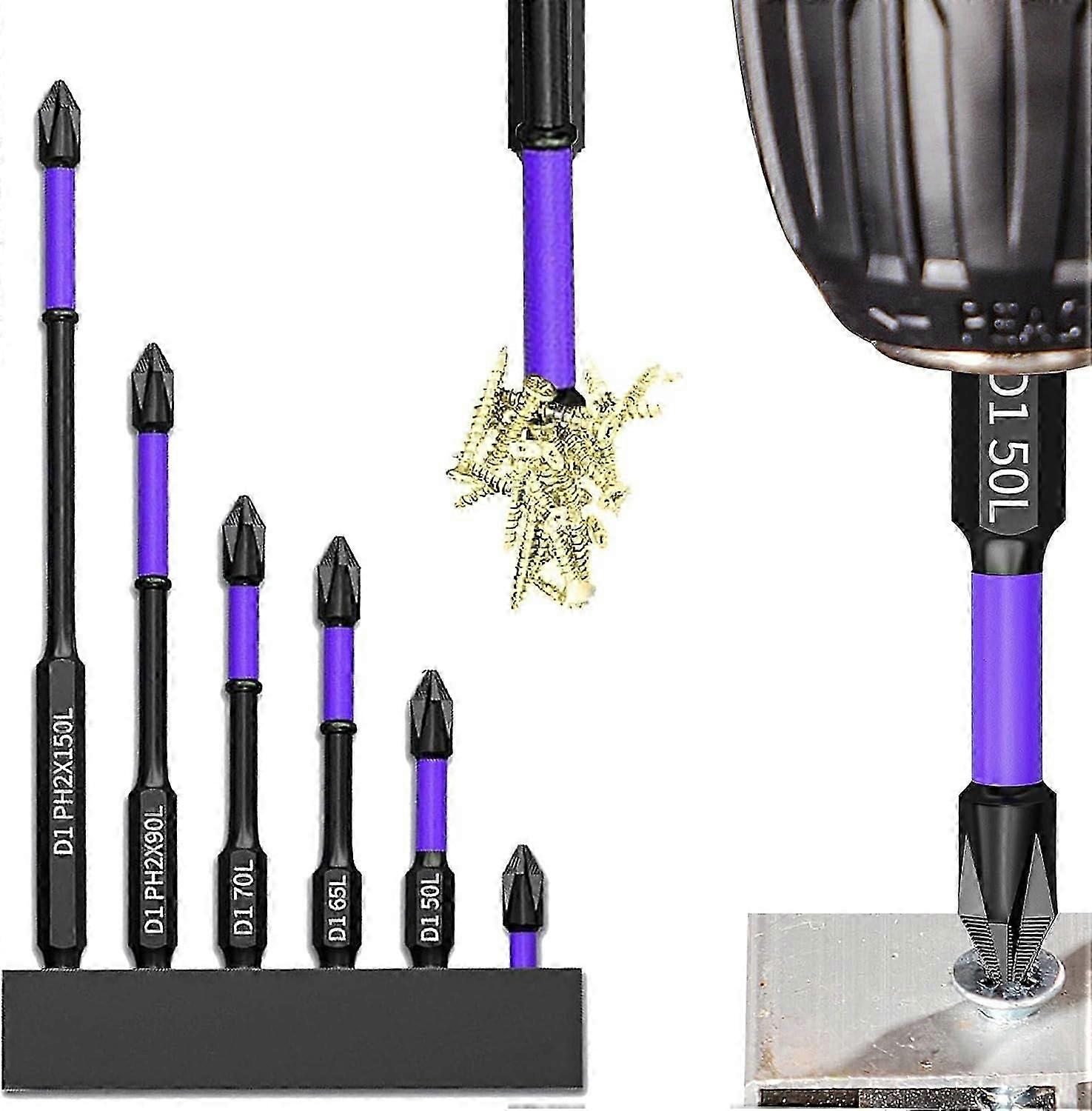 6PCS Upgraded D1 Anti-Slip And Shock-Proof Bits w/ Phillips Screwdriver Bits  cs