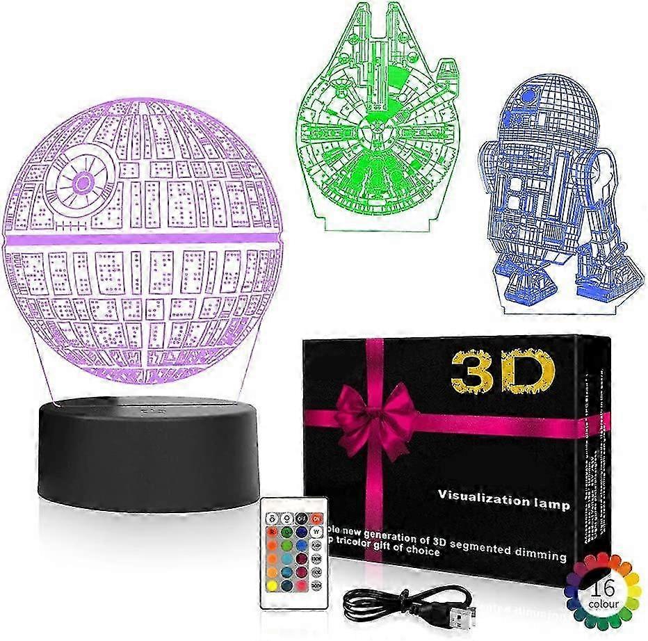 3D Illusion LED Night Light,16 Colors Gradual Changing Touch Switch USB Table Lamp for Holiday Gifts or Home Decorations3Pattern