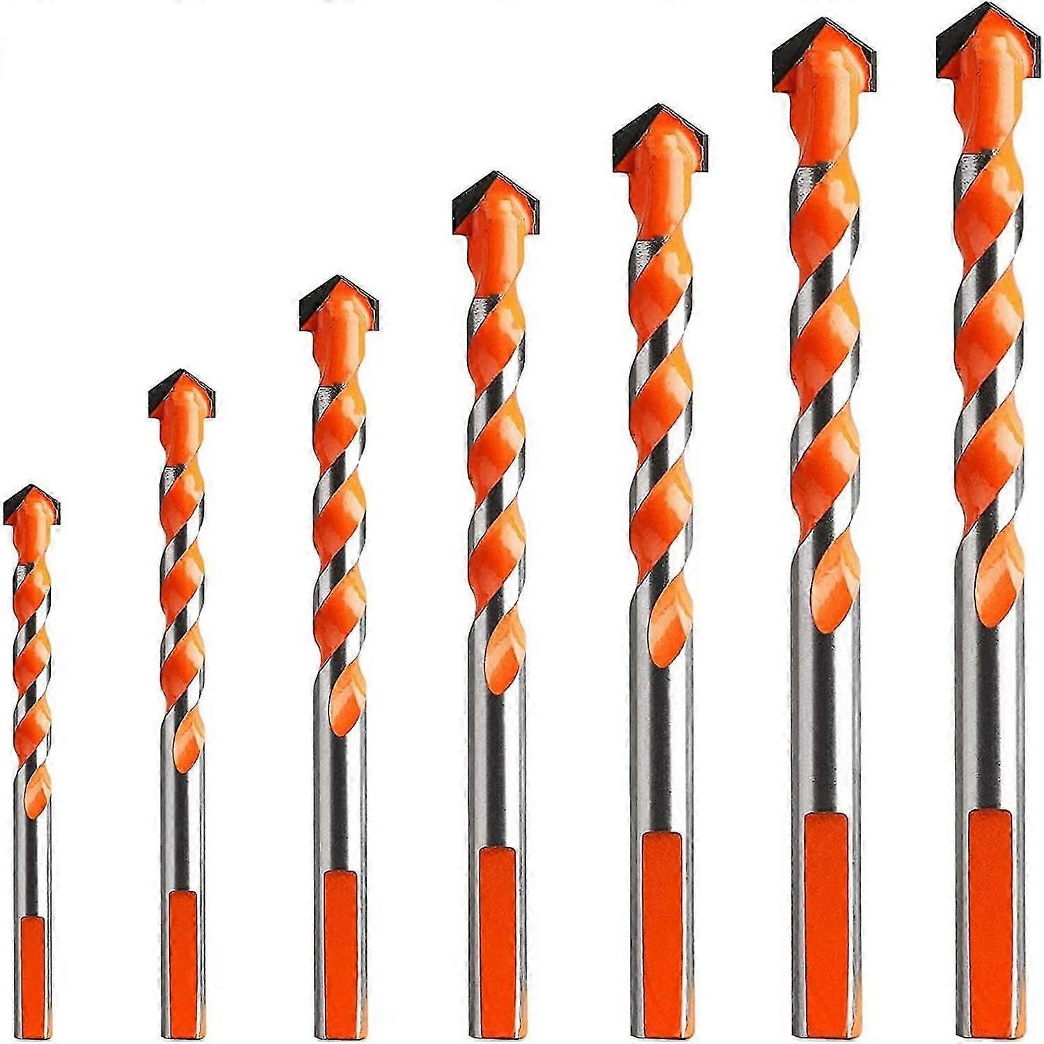 Glass Drill Tile Drill Set, 7 Pieces Triangle Alloy Drill Bit Sets, Multi-Purpose Drill Set