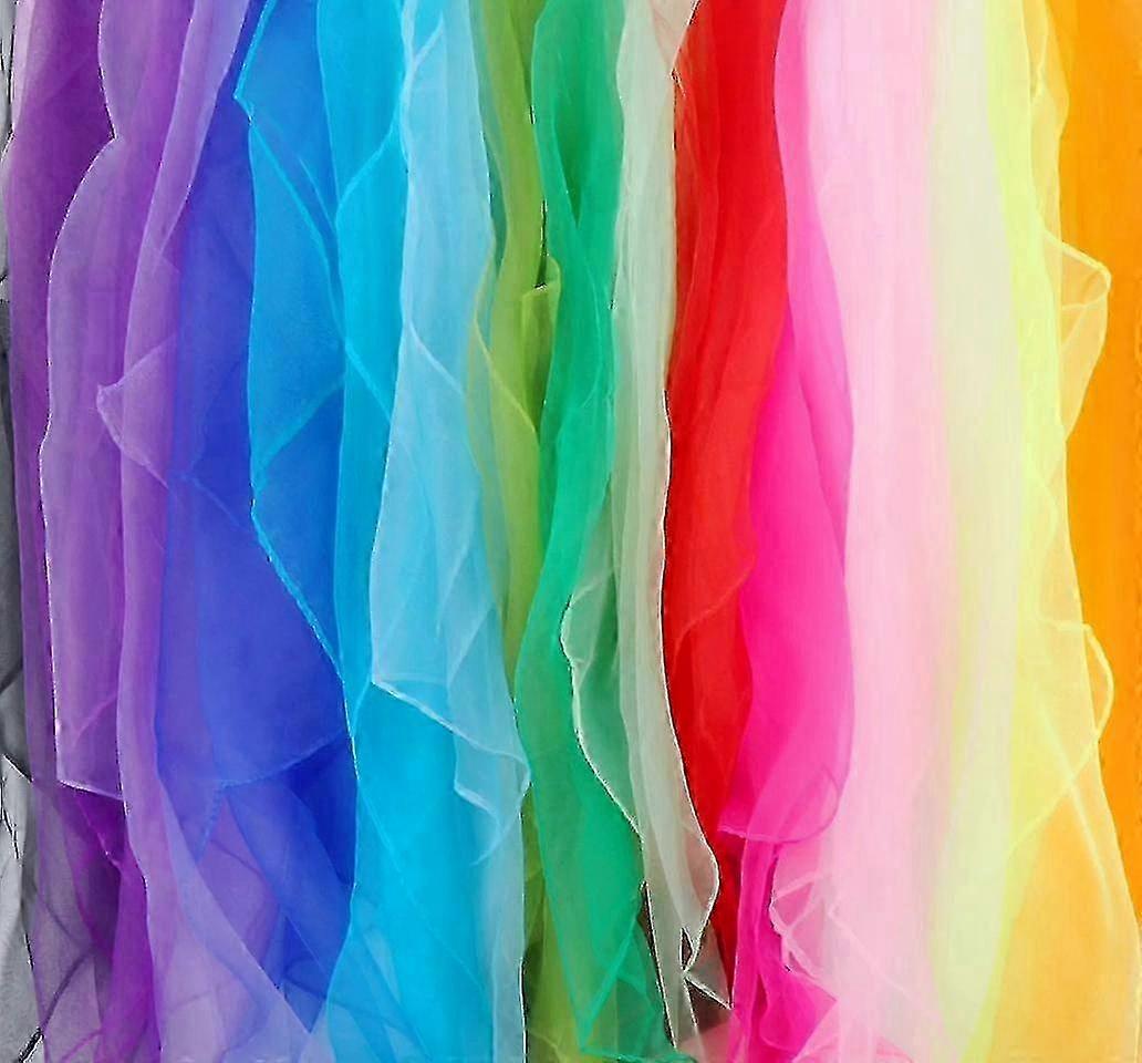 16-Pack Colorful Square Scarves for Dancing, Gymnastics, and Play, 60 x 60 cm