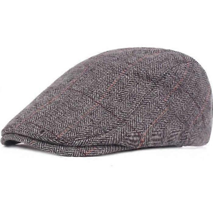 Men's Flat Cap-Beret-Wool-Winter-Grey