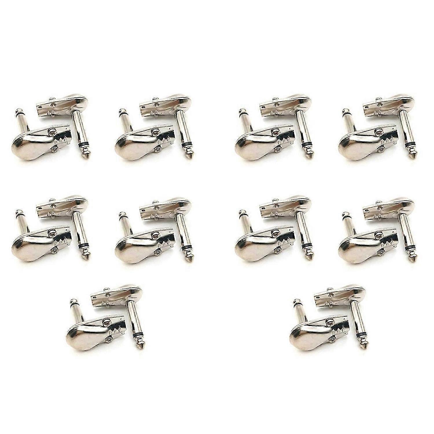 1/4 Inch Right Angle Plugs Mono Flat 6.3mm Phone Plug - 10 Pack