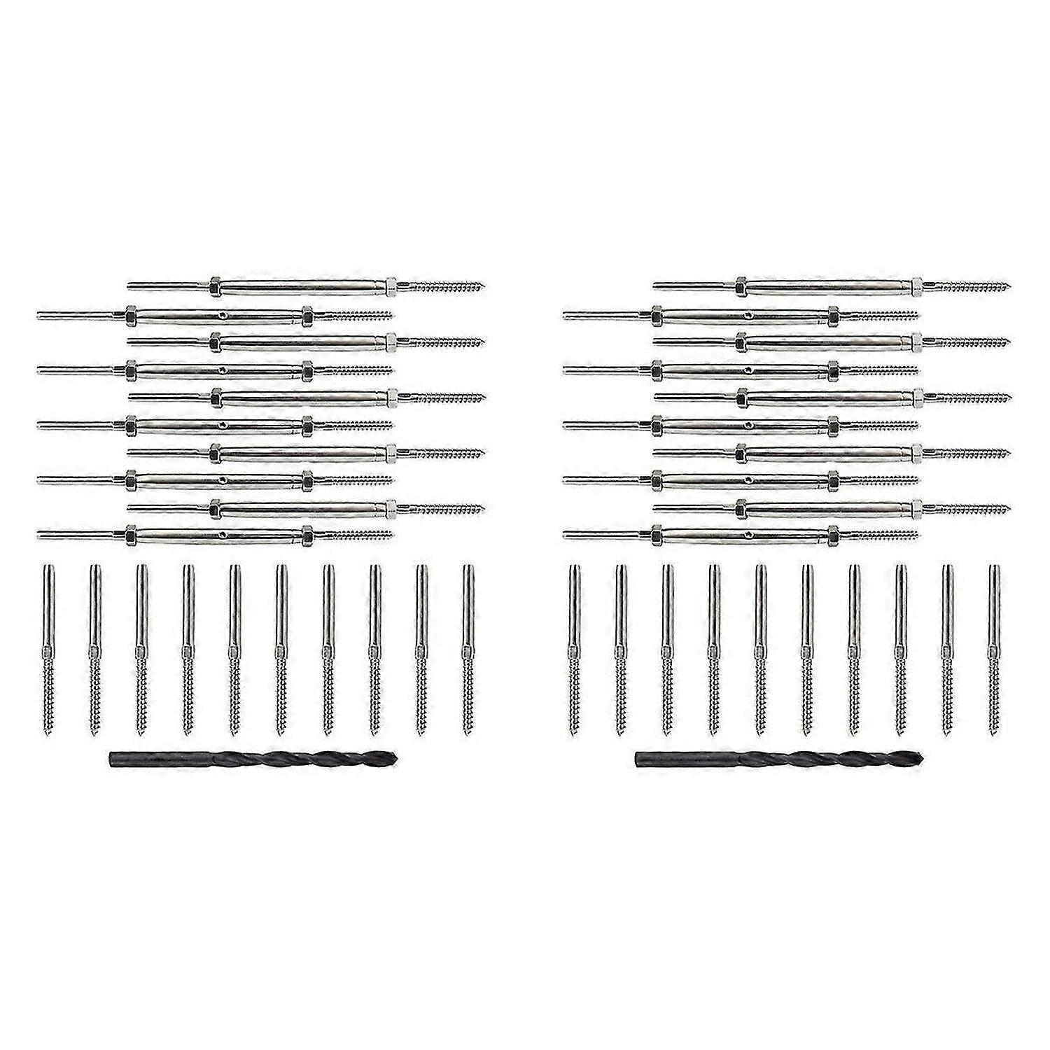 10 Pairs Lag Screw Swage Turnbuckle Tensioner and Lag Screw Stud