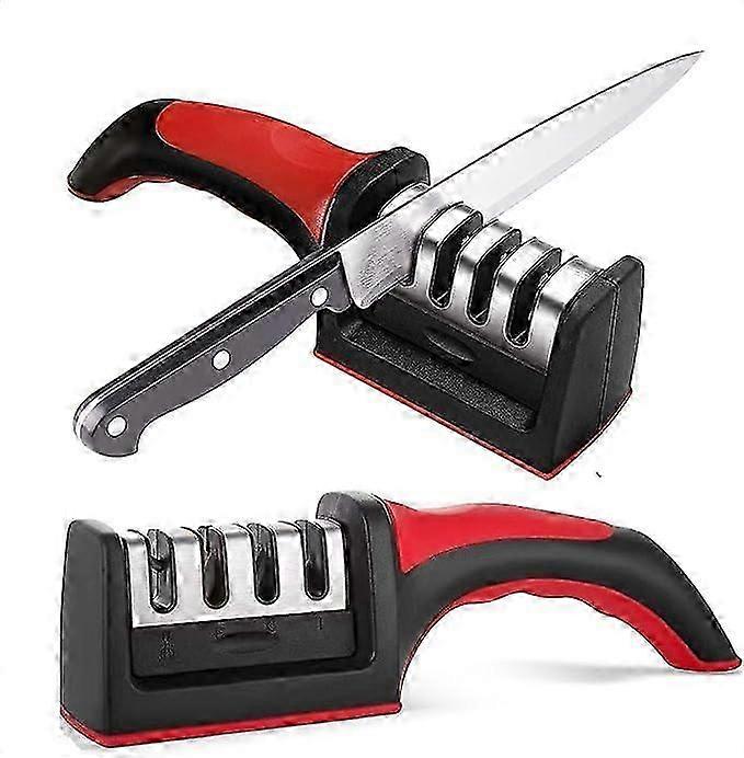 Knife Sharpeners for Kitchen Knives Stainless Steel 4 in1 Kitchen Knife Sharpener Ergonomic and Easy to Use Knife Sharpening Kit with 4 Stage Sharpen