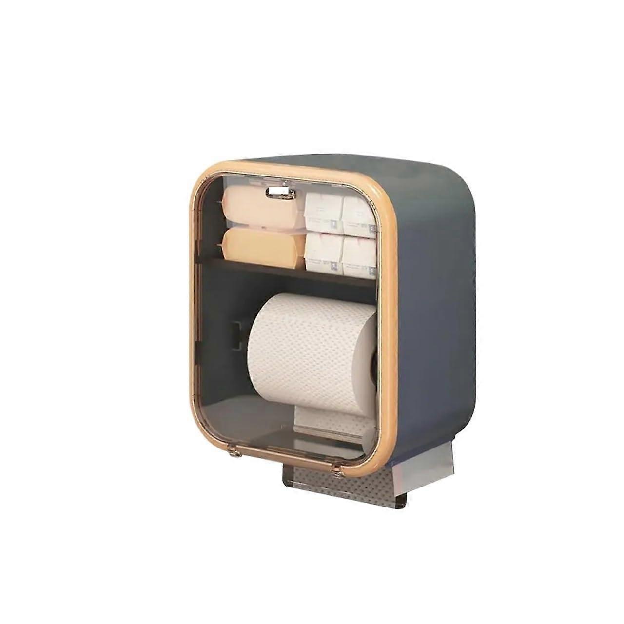 Wall Mounted Tissue Box Holder Dispenser Towel Holder For Restroom Light Blue