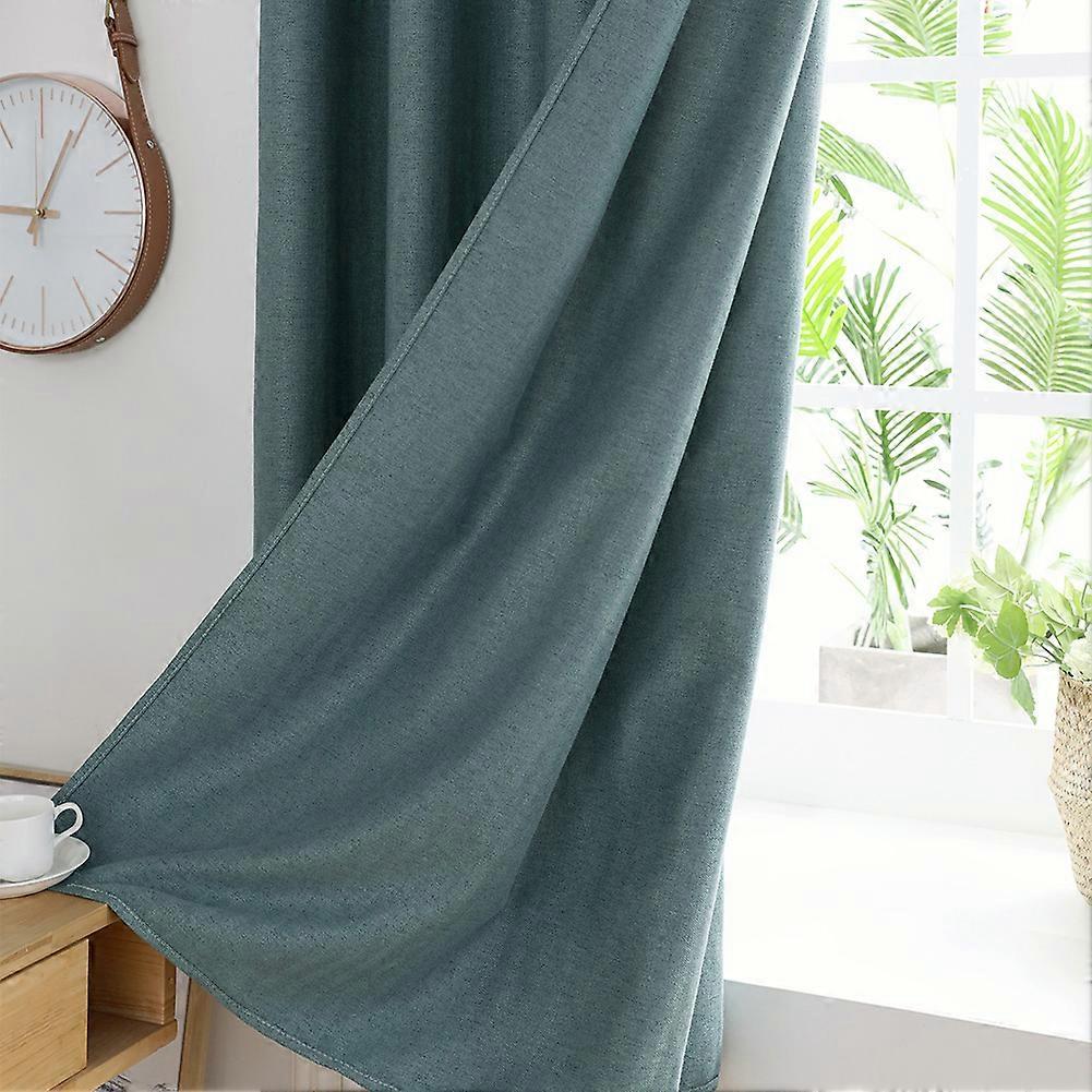 2pcs Dark Green Thick Polyester Lightproof Curtains Set 117x183cm
