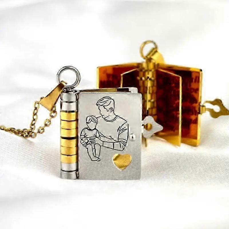 Openable Book-shaped Necklace, Titanium Steel Hypoallergenic, Multi-layer Design with Adjustable Length