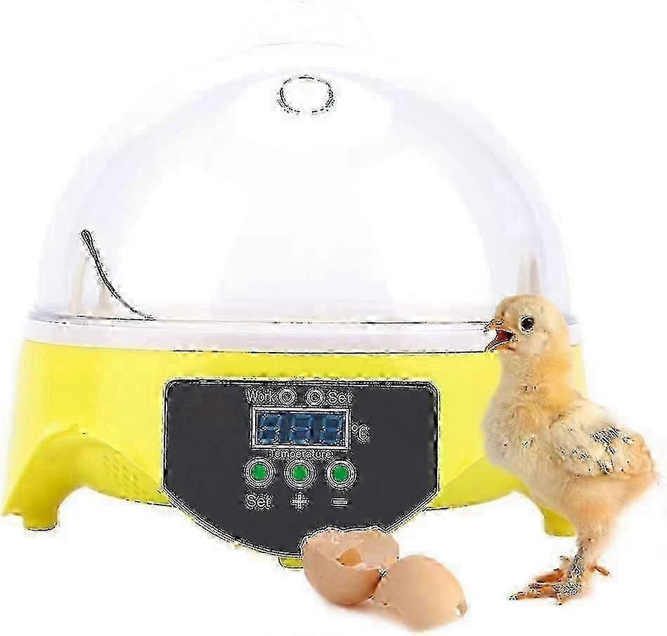Automatic 7 Egg Incubator Digital Egg Hatcher with Intelligent Auto Rotating Mini Incubator Uniform Heating for Egg Poultry Duck Hen 16*17.5cm