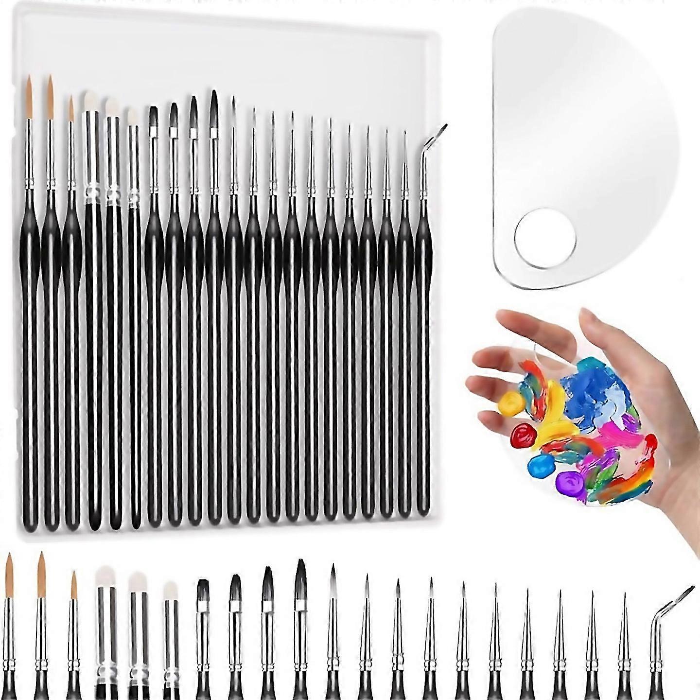 For 21pcs Miniature Paint Brushes With Palette