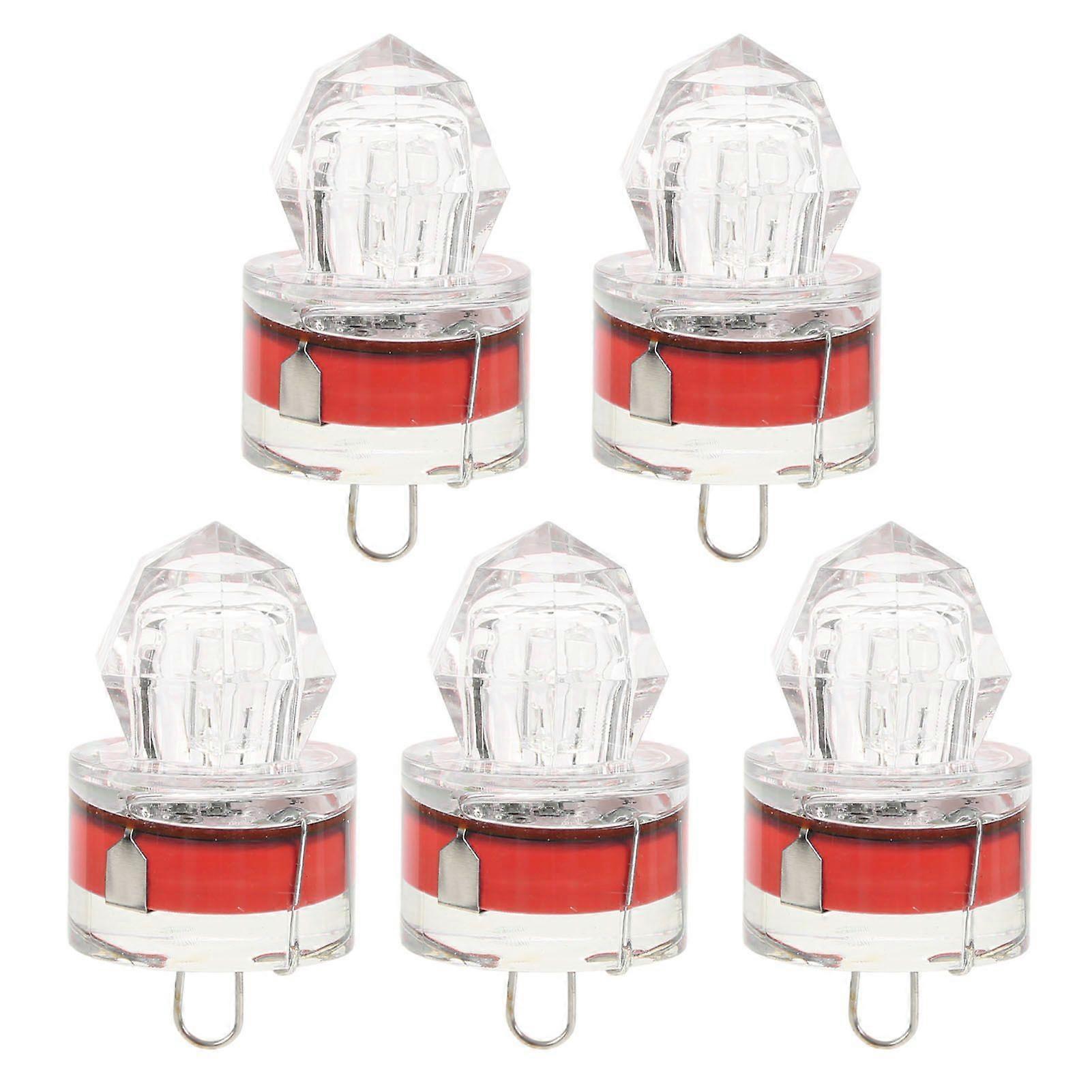 5Pcs Fishing Lure Light Diamond Shape LED Corrosion Resistance Auto Open Flashing Bass Lure Light Red