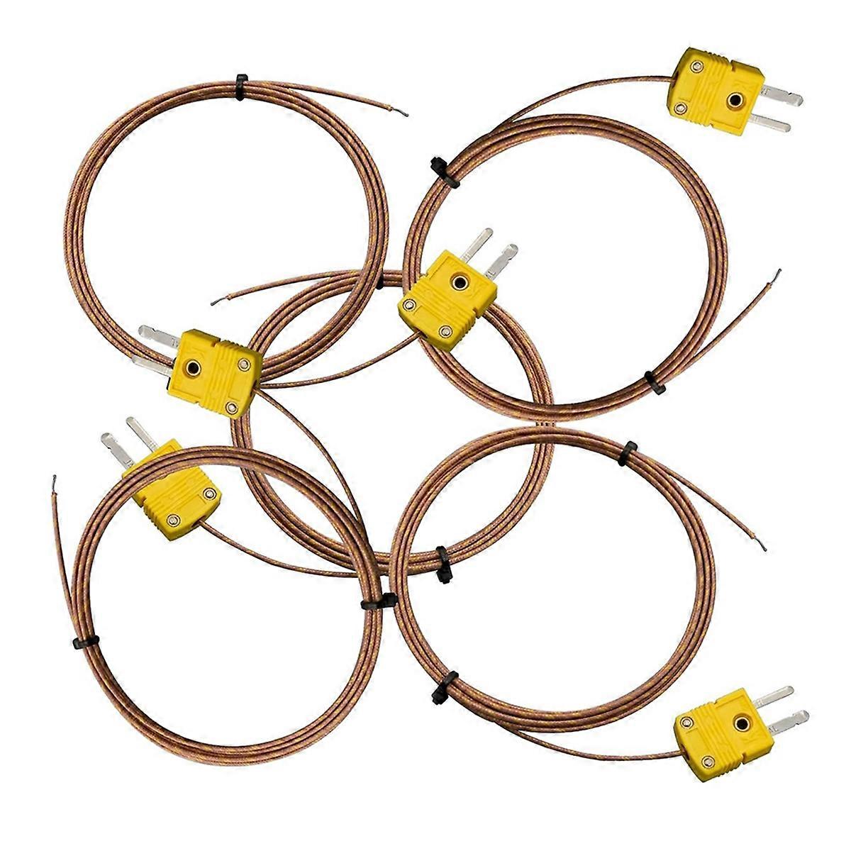 5pcs High Accuracy K Type Mini-Connector Thermocouple Temperature Probe Sensor,1 Meters Long Measur