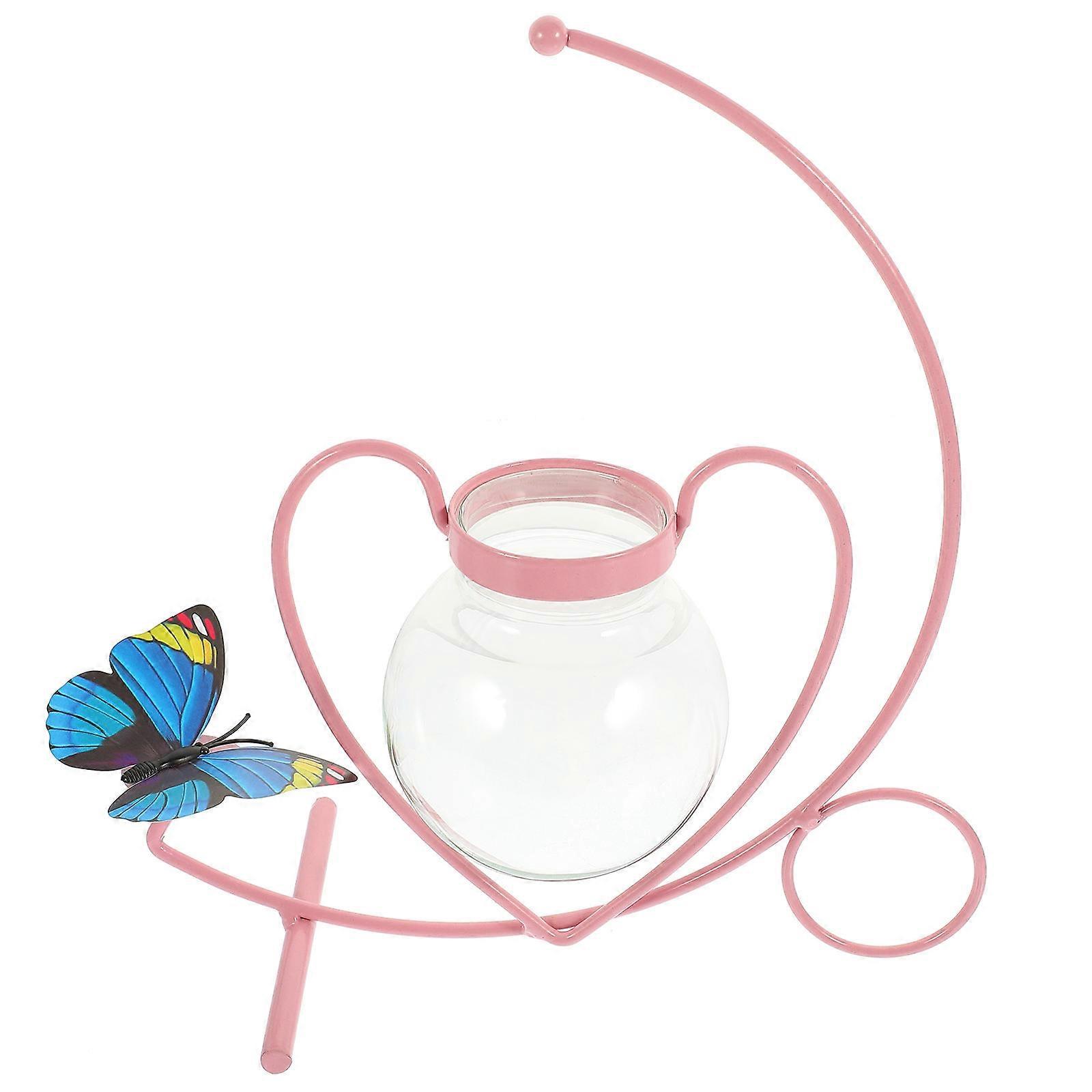 Glass Vase Hydroponic Flower Planter for Home Use 2Pcs Pink Transparent