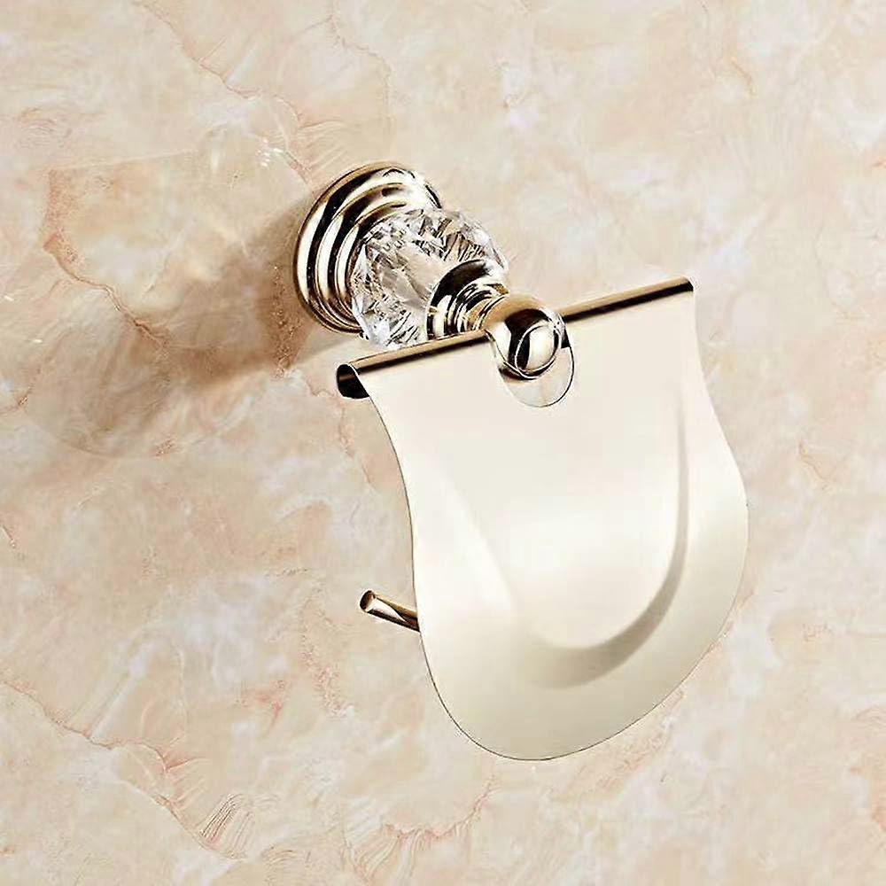 Brass Shower Shelf With Toilet Paper Holder And Wall Mounted Towel Bar, Silver Crystal, Golden Paper Frame A